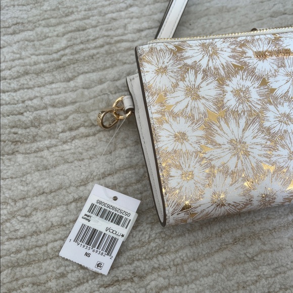 Michael Kors Gold and White Floral Wristlet - Picture 3 of 10